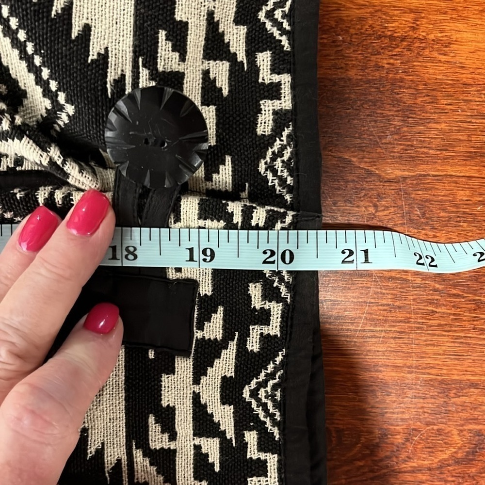 Flashback Womens Bolero Jacket Black/ Cream M Aztec Print Open Front Button EUC - Picture 11 of 12